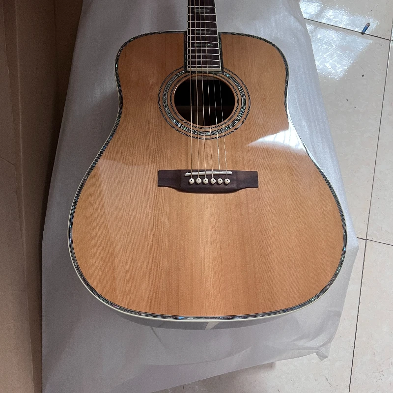 41 Dreadnought Acoustic Guitar with Red Cedar Solid Top Shell Inlays Rosewood Body  Warm Resonant Tone Beginner Friendly