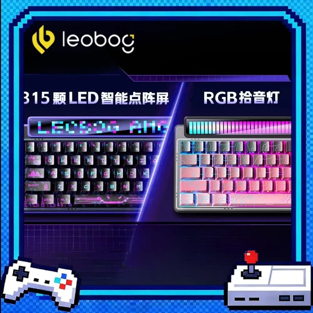 LEOBOG AMG65 Mechanical Keyboard Dual Screen Tri Mode Wireless Gasket Hot-swappable RGB Long Battery Life Gaming Keyboard Gift