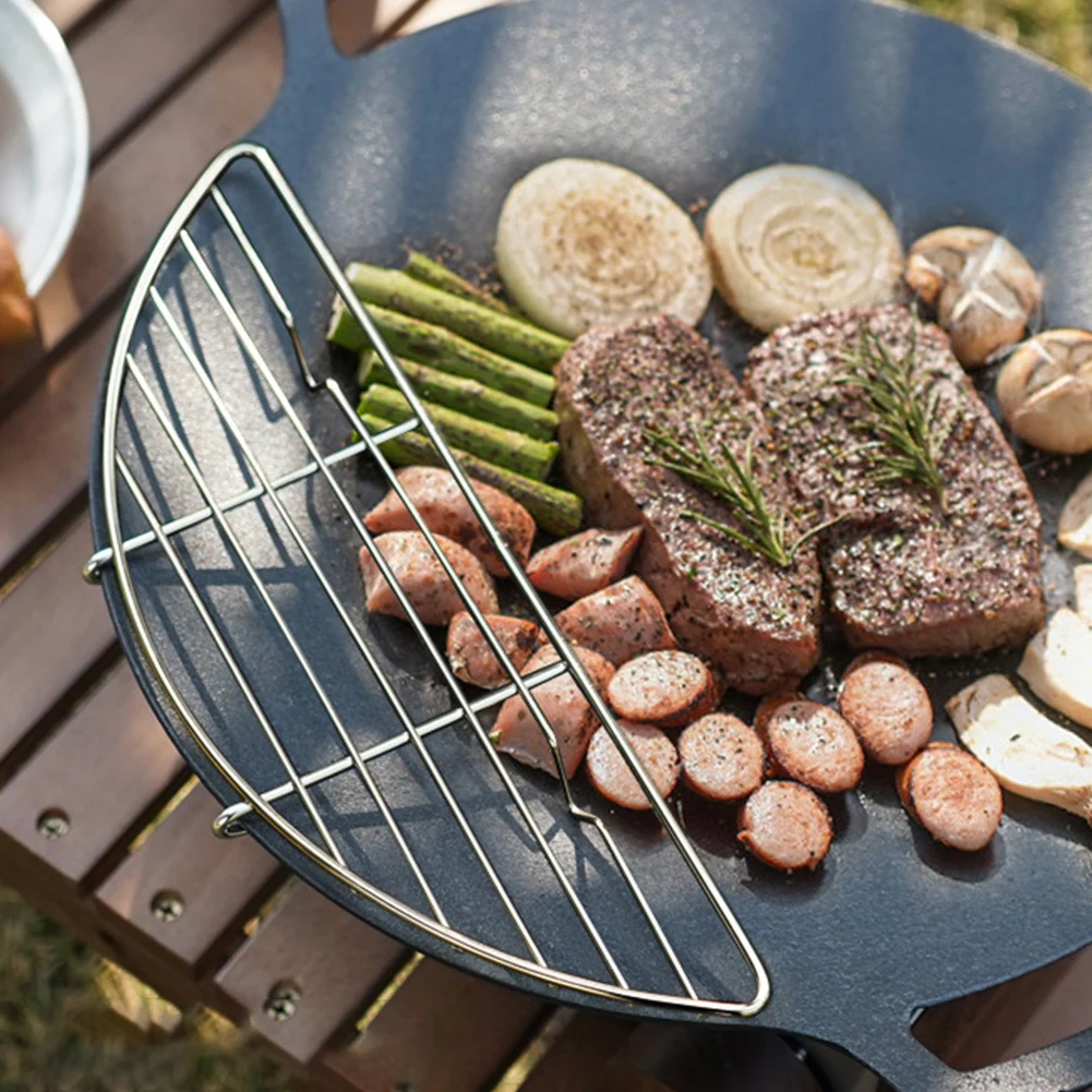 BBQ Grate Tool Stainless Steel Barbecue Grid Camping Cooking Baking Net Cooling Rack Wire Grid Cake Food Rack Fire Cooking Grill