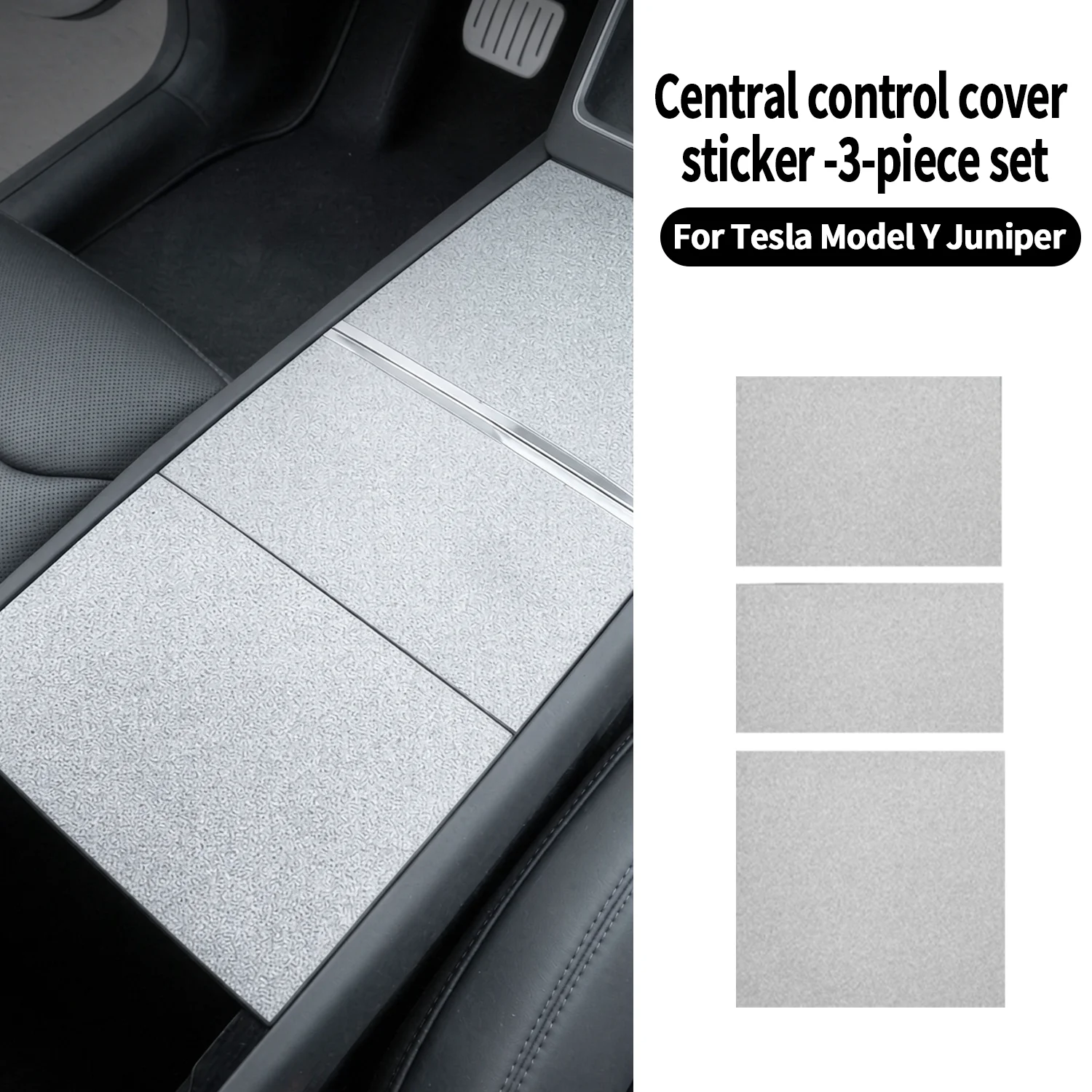For Tesla Model Y Juniper  3Pcs Central Control Cover Sticker Refresh Version Anti‑Scratch Center Console Panel Protector Decal