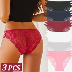 3Pcs Double Striped Thin Sexy Seamless Lace Panties Fashion Transparent Women's Underwear Low Waist Panties Seamless Briefs