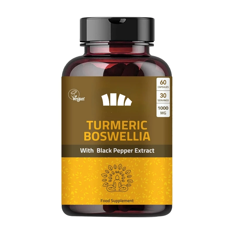 Frankincense and bromelain Ayurveda mixed with turmeric, black pepper, and ginger capsules for joint health support, 60 capsules