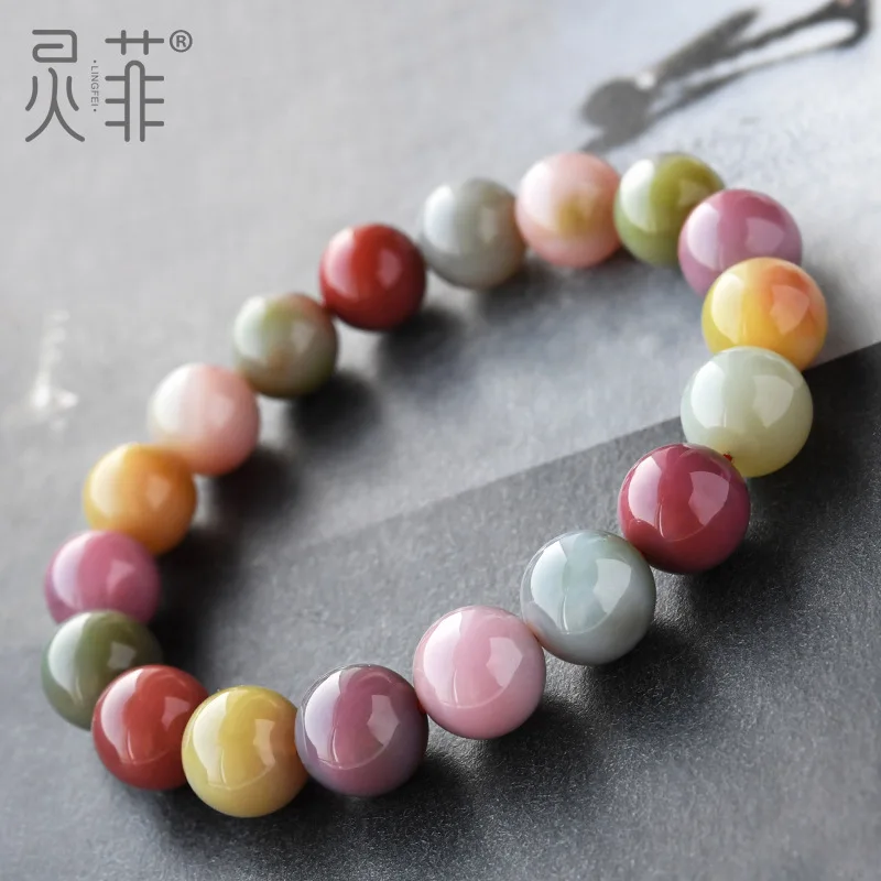 Natural Old Mine BraceletGrade Colorful Full Meat Candy Mandarin Duck Color Yanyuan Agate Bracel