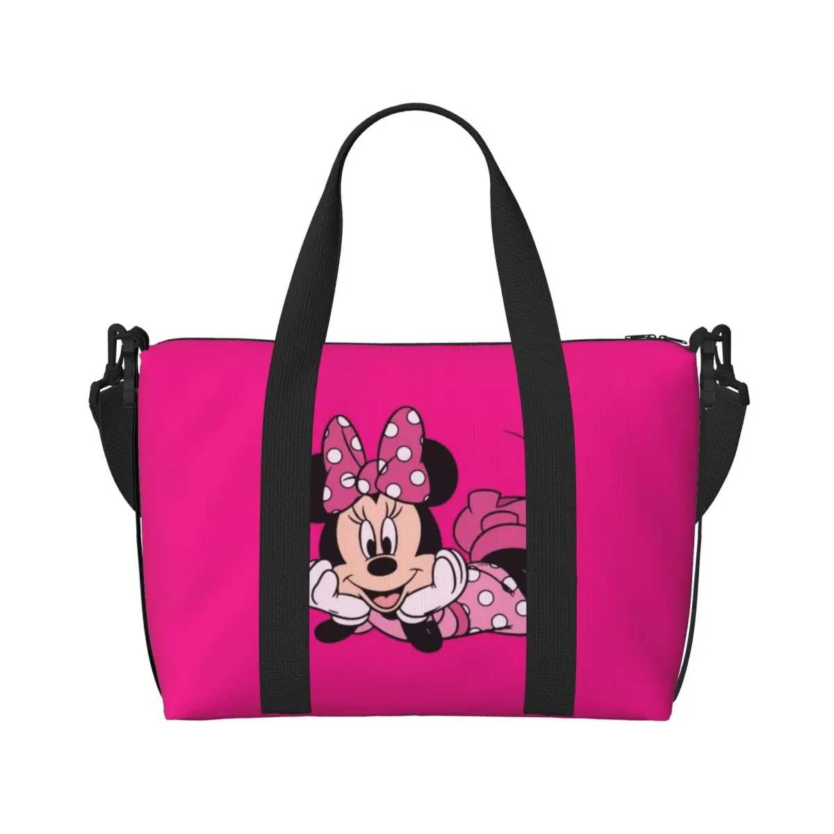 Custom Mickey Mouse Minnie Grocery Shopping Tote Bag Women Large Capacity Cartoon Beach Gym Travel Bags