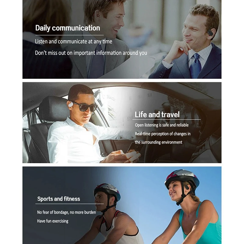 3pcs Wireless Bluetooth Earphones Air-Conduction OWS Headphone Ear-Hook Sports Outdoor Working Driving Headset For Lenovo Xiaomi
