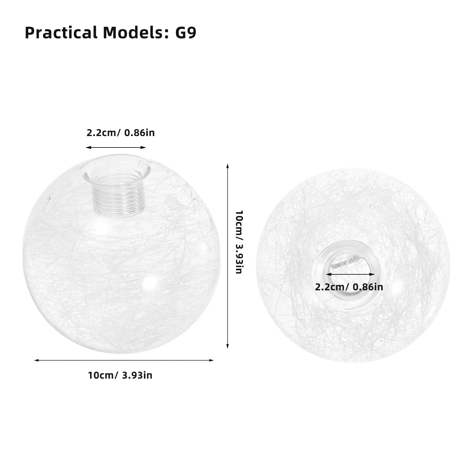 Clear Glass Lamp Shade 100Mm Diameter for G9 Base Filament Bulbs Modern Simple Replacement Lamp Shade Cover for Hanging Ceiling