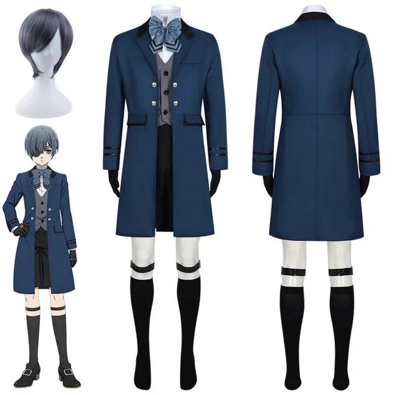

Anime Black Butler Ciel Phantomhive Cosplay Black Butler Ciel Phantomhive Costume Wig Sets Halloween Role Play Anime Clothes