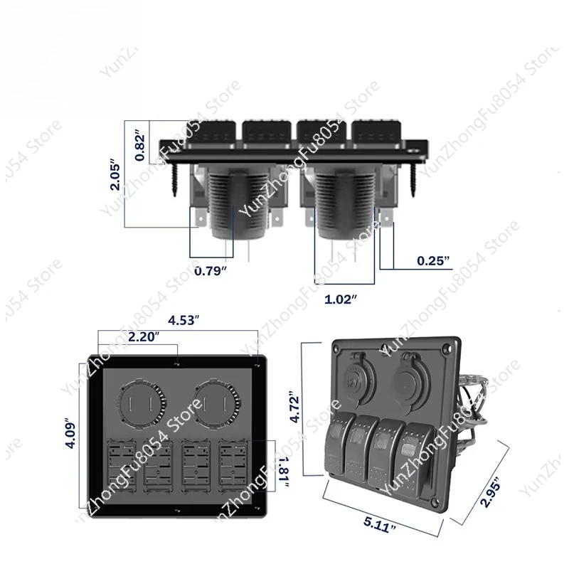أداة لوحة التبديل البحرية من الألومنيوم RV لوحة التبديل الكهربائية للمركبة مع الصمامات #5