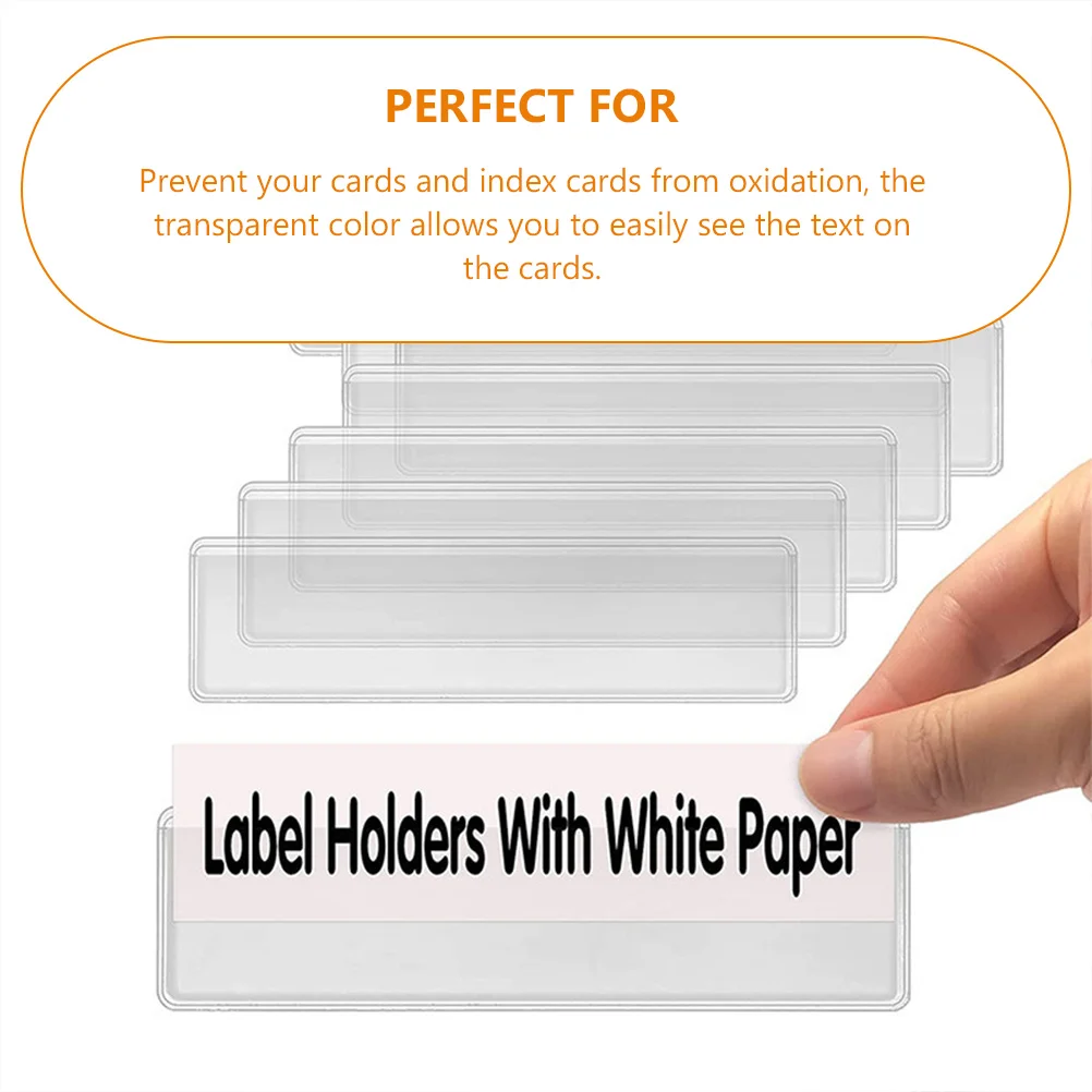 4 Sheets Waterproof Self-adhesive Transparent Label Shelf Storage Classification Pvc Sticker Card Pockets Index Clear Sleeves