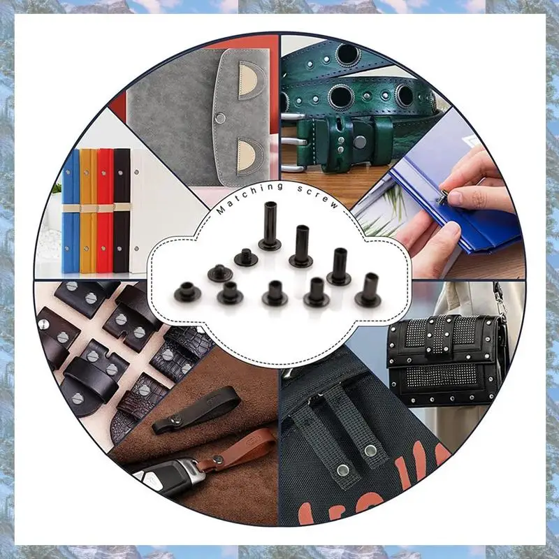 

X16A 2025 NEW-90Sets Chicago Screws Kit, 6 Sizes Screw Rivets Metal Chicago Binding Screws For DIY Repair Leather Craft Belt