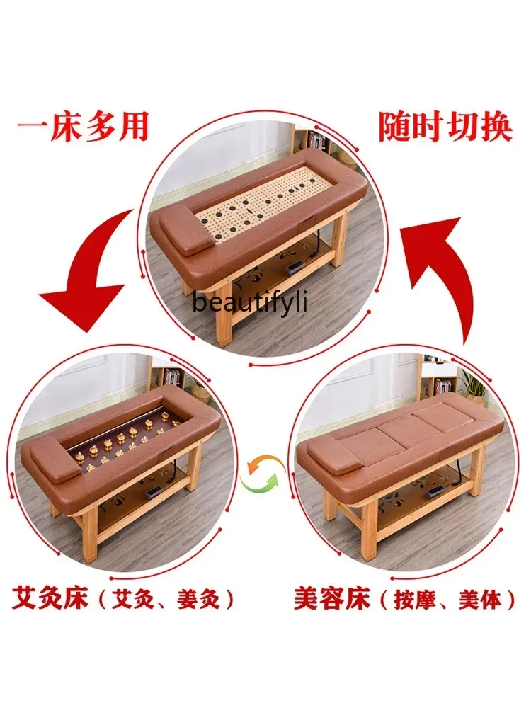 xxqSmoke-Free Moxibustion Bed Whole Body Moxibustion Household Steaming   Beauty Salon Dedicated Massage Couch