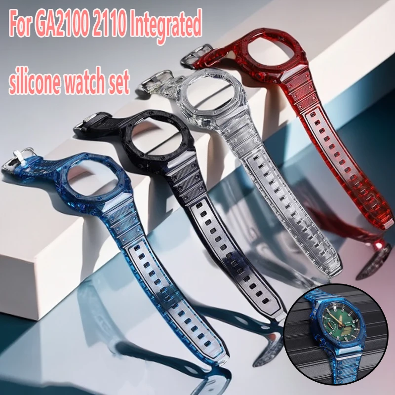 Transparent Silicone Watch Band For Casio G-SHOCK GA2100 GA2110 GA-B2100 Modified Integrated Case strap Resin Men accessories