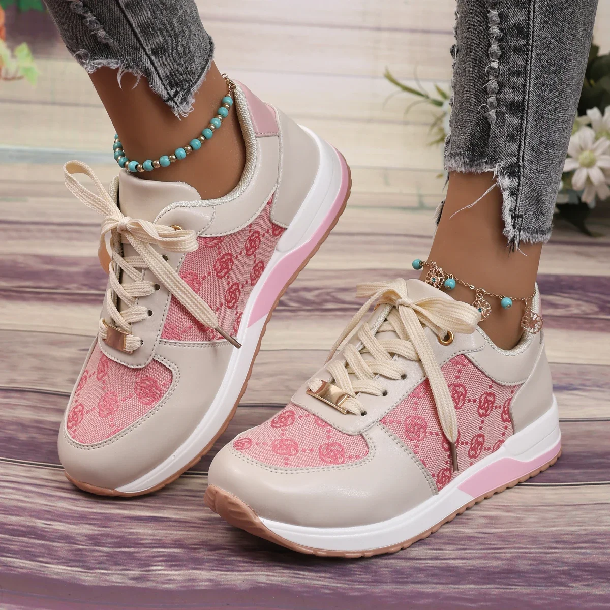 Sneakers da donna 2024 primavera autunno Fashion New Sneaker Luxury Brand women\'s Lace Up comode scarpe taglie forti Zapatos De Mujer