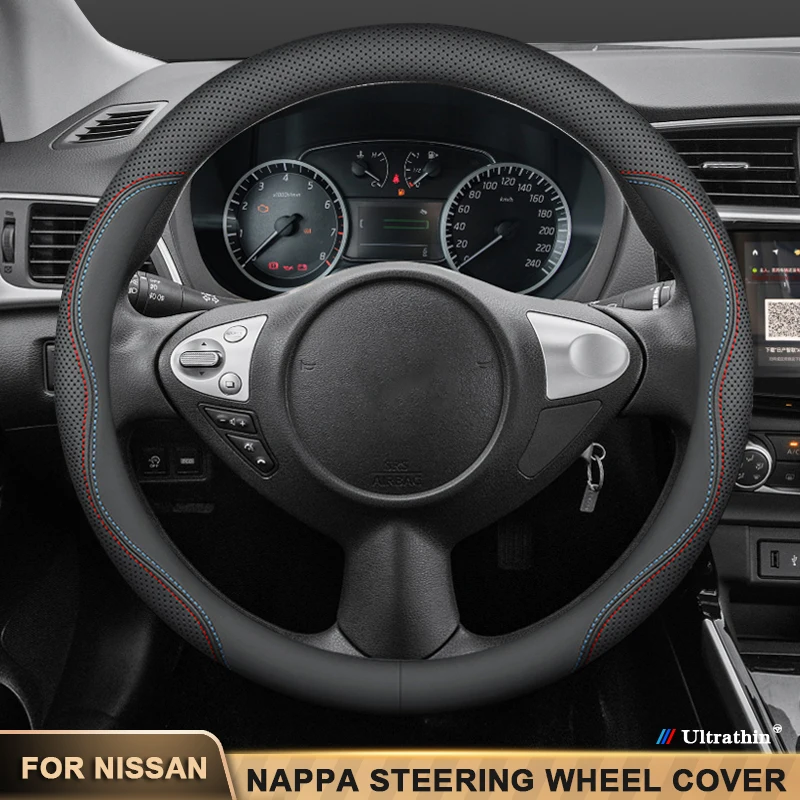 

Car Leather Steering Wheel Cover For Nissan Qashqai J10 J11 X-Trail Livina Quest Cefiro Serena Kicks Altima Teana 370Z 350Z GTR