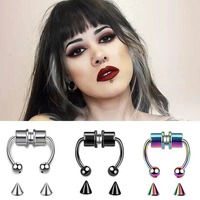 2025 Trendy Piercing Free Magnetic Nose Ring Stainless Steel Horseshoe Non Pierced Goth Punk Fake Hoop Clip on Jewelry Gift