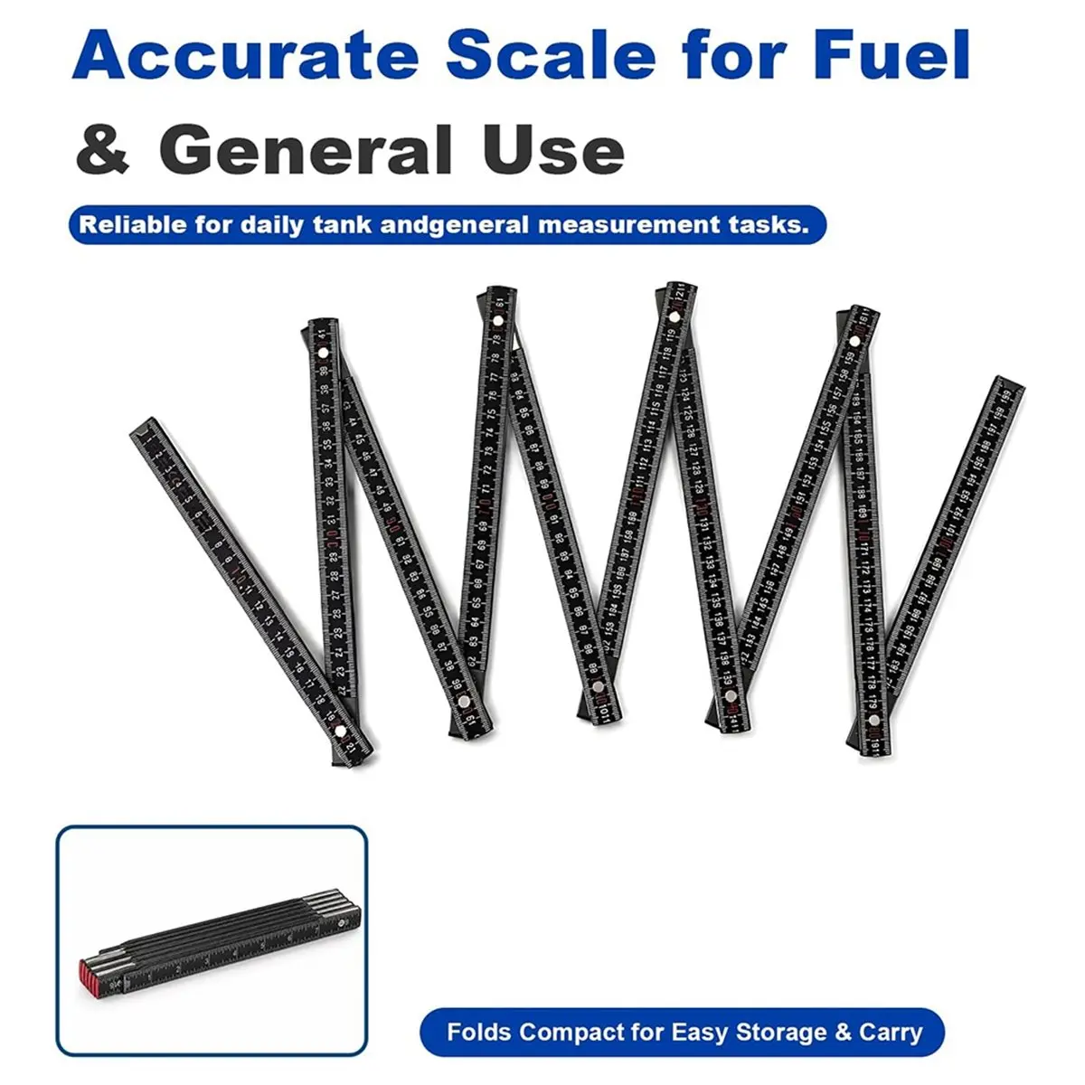 Oil Tank Measuring Stick 10 Fold to 78 in, Wood Folding Tank Stick Tank Measuring Gauge Stick, Ruler
