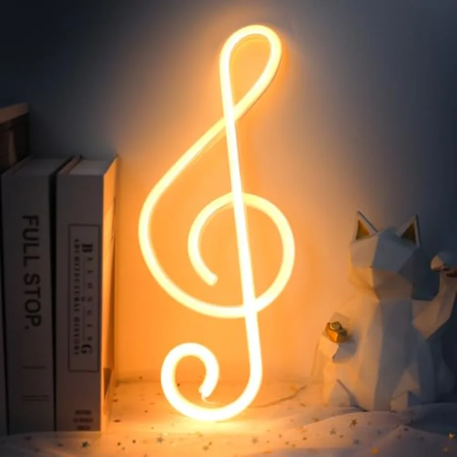 

Music Note Neon Signs LED Light Sign for Wall Decor Battery/USB Operated Night Light Bedside Decor for Bedroom Wedding, Party,