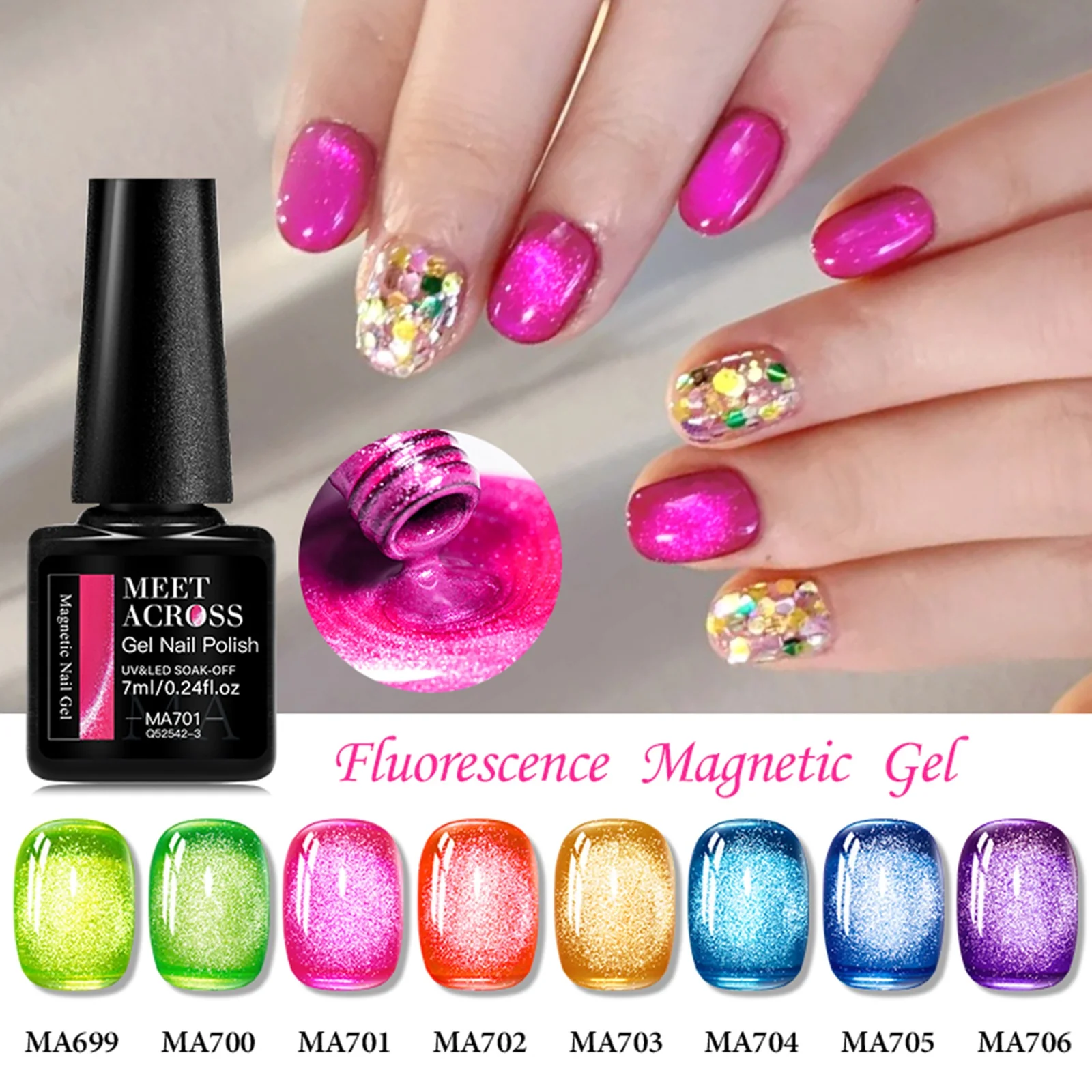 12PCS/SET Green Cat Magnetic Gel Set Shine Glitter Semi Permanent Soak Off UV Varnish Mint Green Supplies Gel DIY Charm Nail Kit