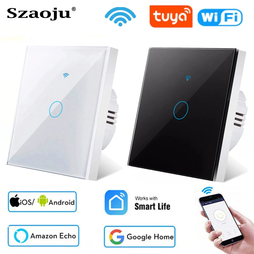 Tuya Smart Life Light Switch 110V 220V WiFi Touch Sensor Smart Switch App Remote Control No Neutral Wire For Alexa Google Home
