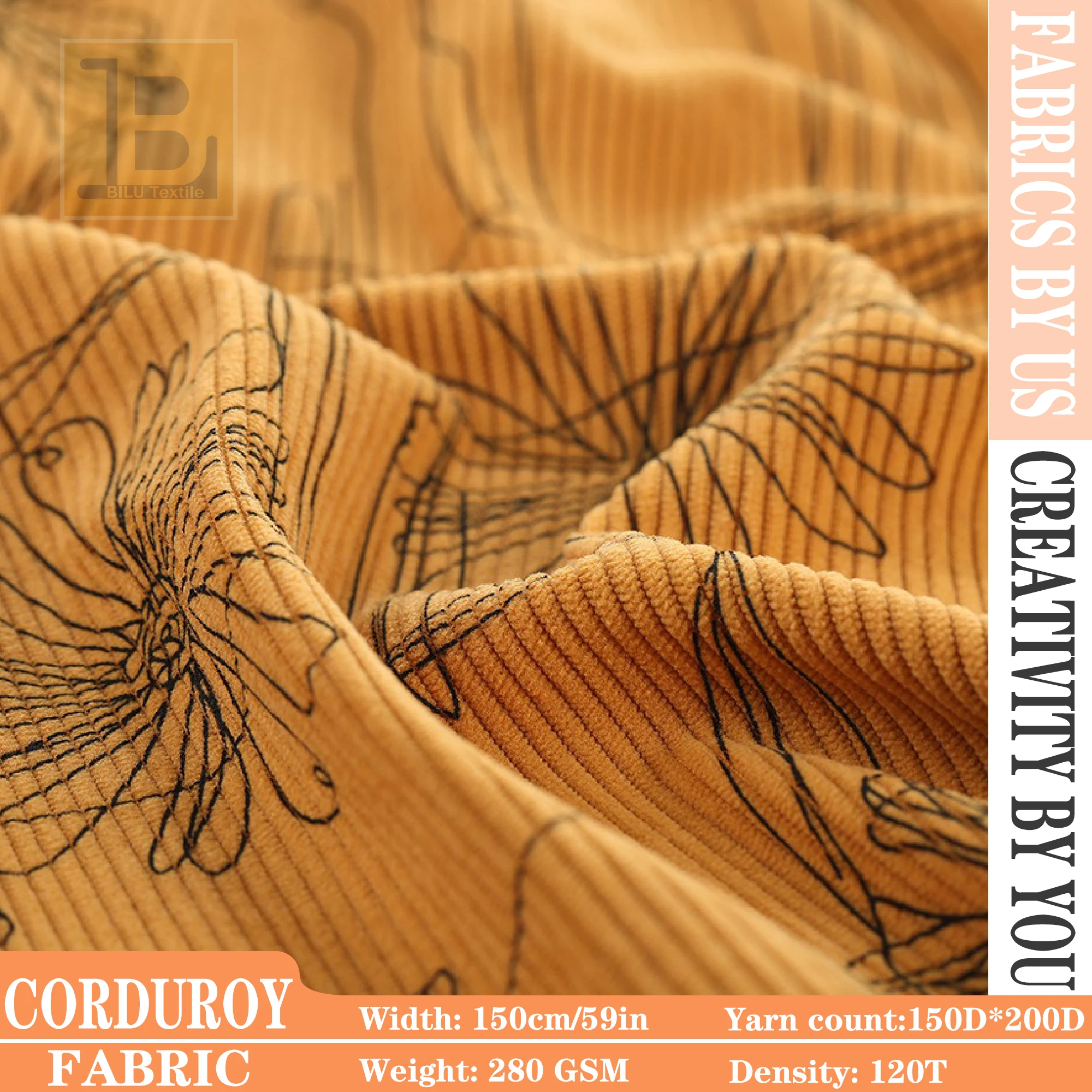 

Эластичная вельветовая ткань, 8-парусная текстурированная эластичная ребристая ткань с принтом для шитья сумок своими руками, поделок, одежды, обивки (на метр)