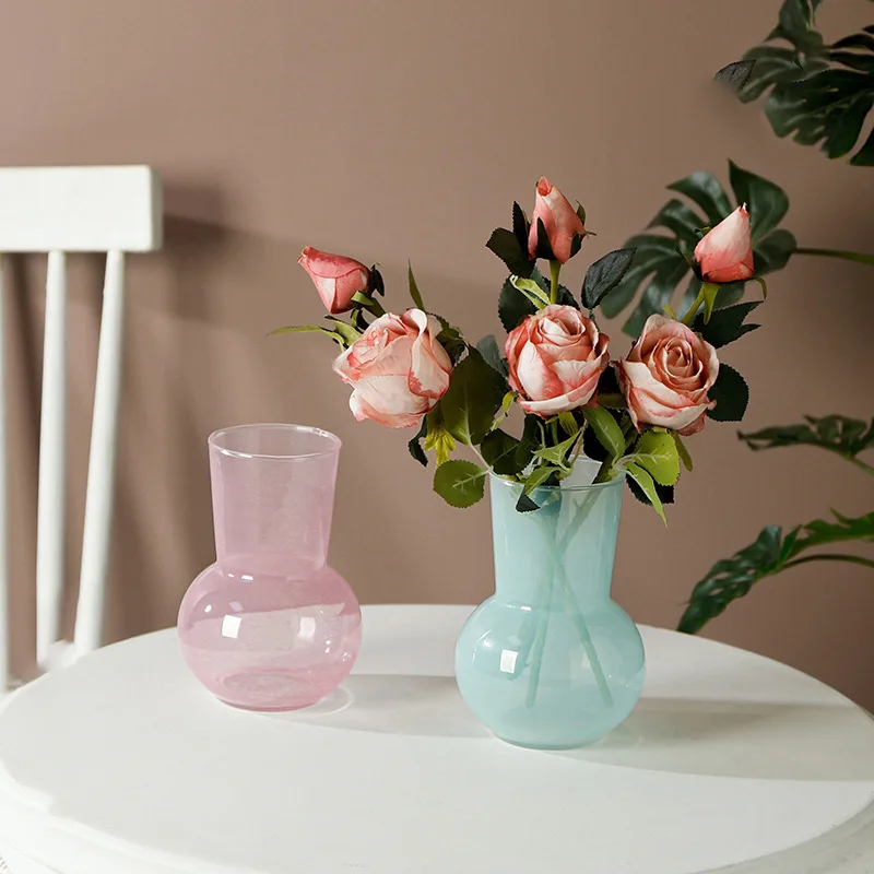 Nordic ins simple light luxury glass vase decoration high appearance level flower arranger home desktop decoration props