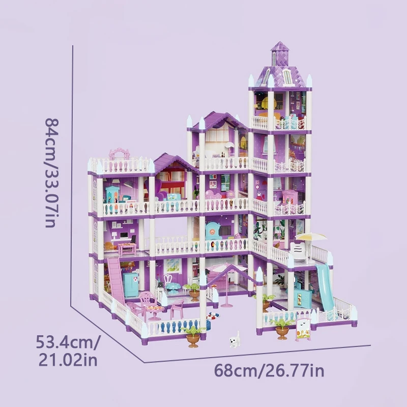 Fai da te grande casa delle bambole set villa casa da gioco assemblare mobili di simulazione camera da letto cucina giocattoli educativi per bambini regali per ragazze