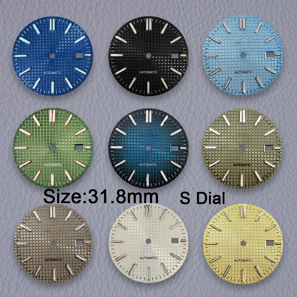 31.8 مللي متر جودة عالية S شعار البلوط الهاتفي صالح NH35/NH36/7S/4R الحركة اليابانية الأخضر مضيئة ساعة تعديل إصلاح الملحقات