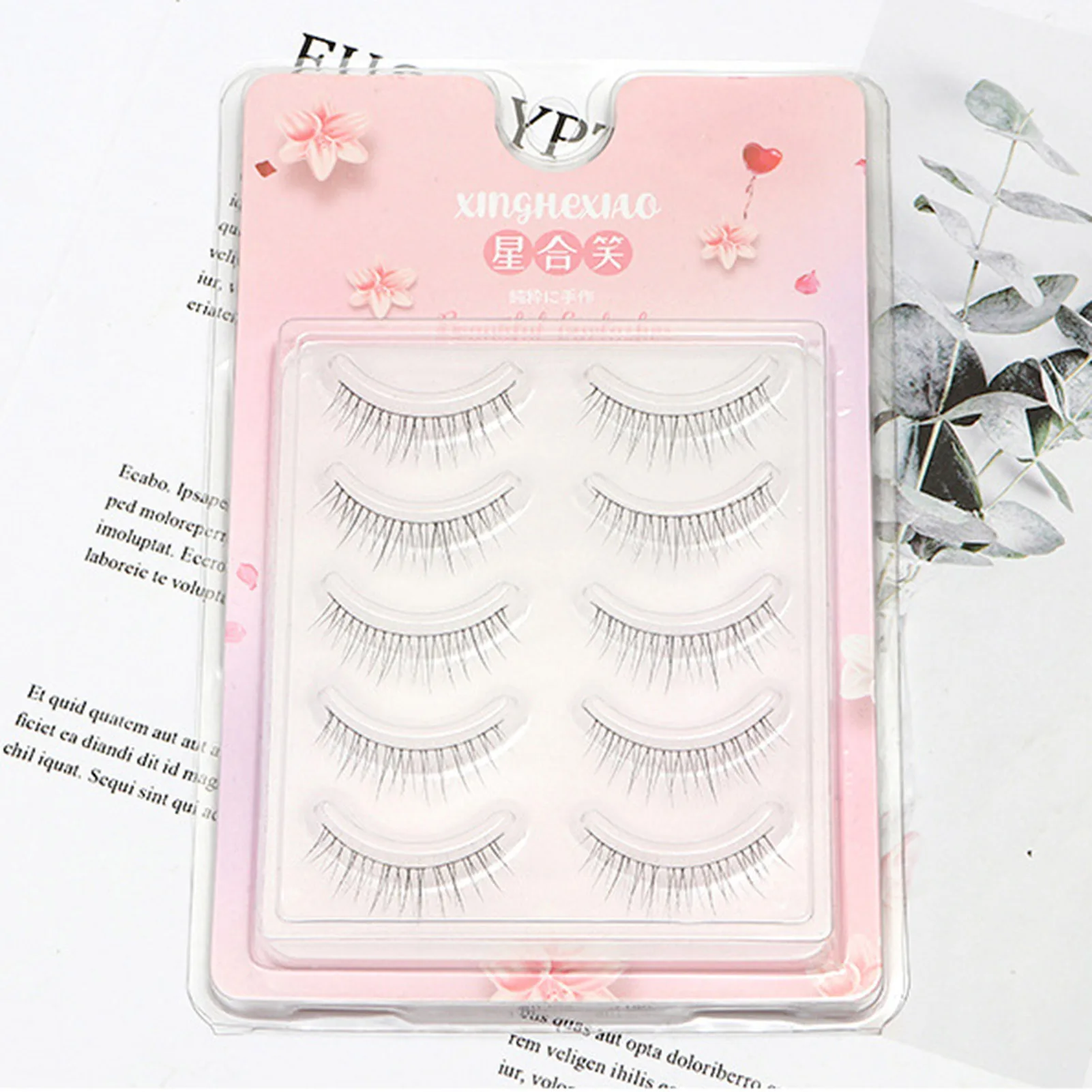 5 Pairs Cosmetic Artificial Eyelashes Natural Looking Long Eyelashes for Beauty Blogger Makeup Supplies