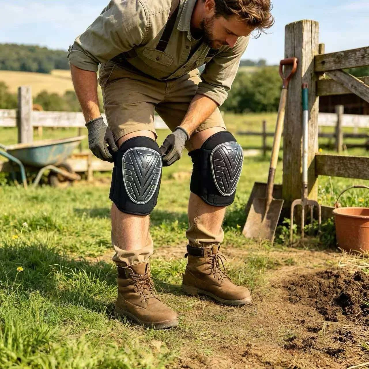 2PCS Extended‑Length Industrial Knee Pads, thickened and anti‑slip. Ideal for construction sites, gardening, renovation jobs
