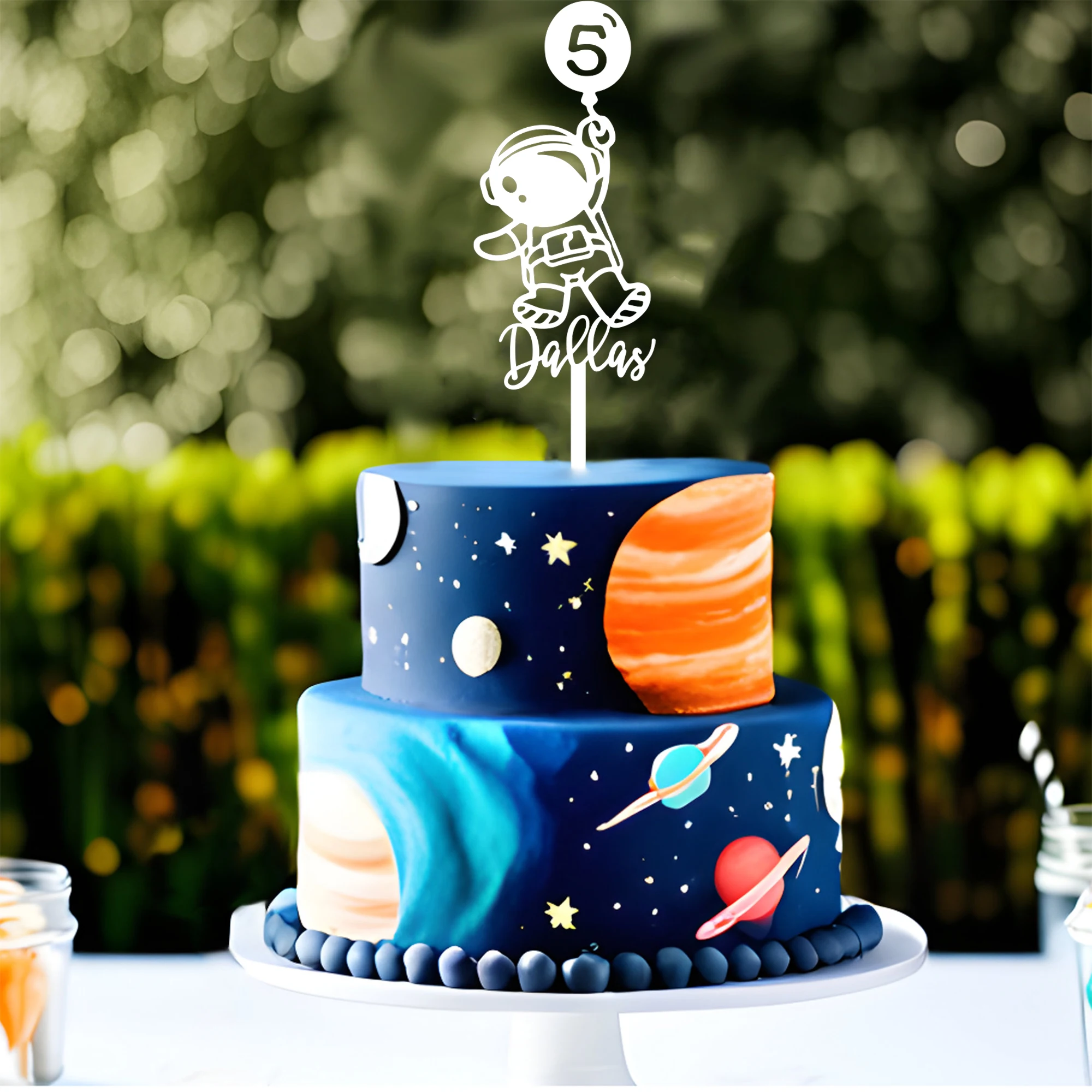 Personalise Custom Acrylic Children's Birthday Cake Topper Customized BoyGirl Constellation Name CakeTopper Space Birthday Party