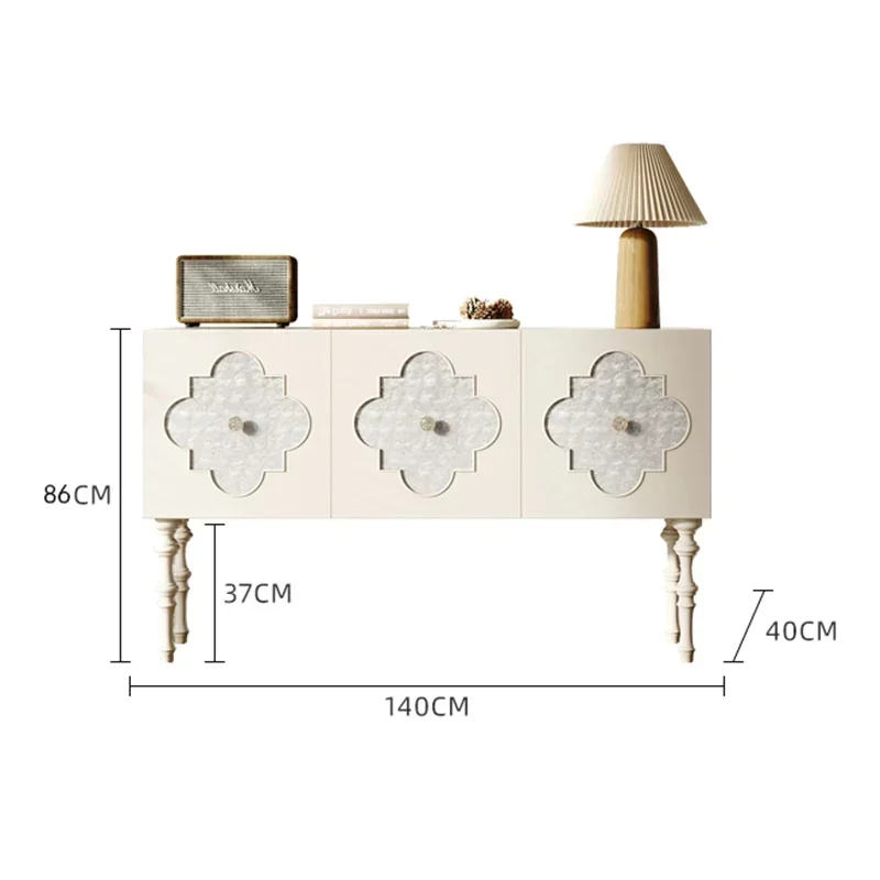 Light Luxury American Solid Wood Entrance Cabinet Cream Style Home Curio Cabinet Living Room Meal Side Storage Cabinetmuebles de