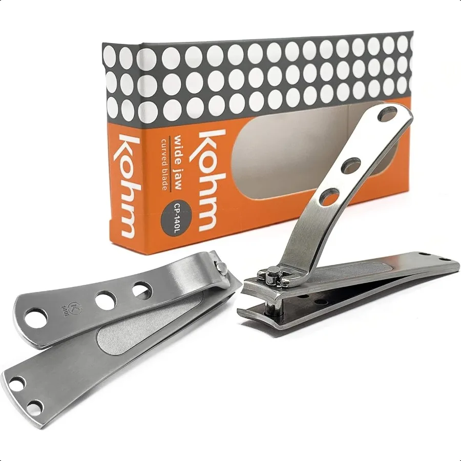 

KOHM Curved Nail Clippers with Nail File in Build Heavy Duty Stainl Steel Toe Nail Nippers Tool for Men Women Seniors Adults
