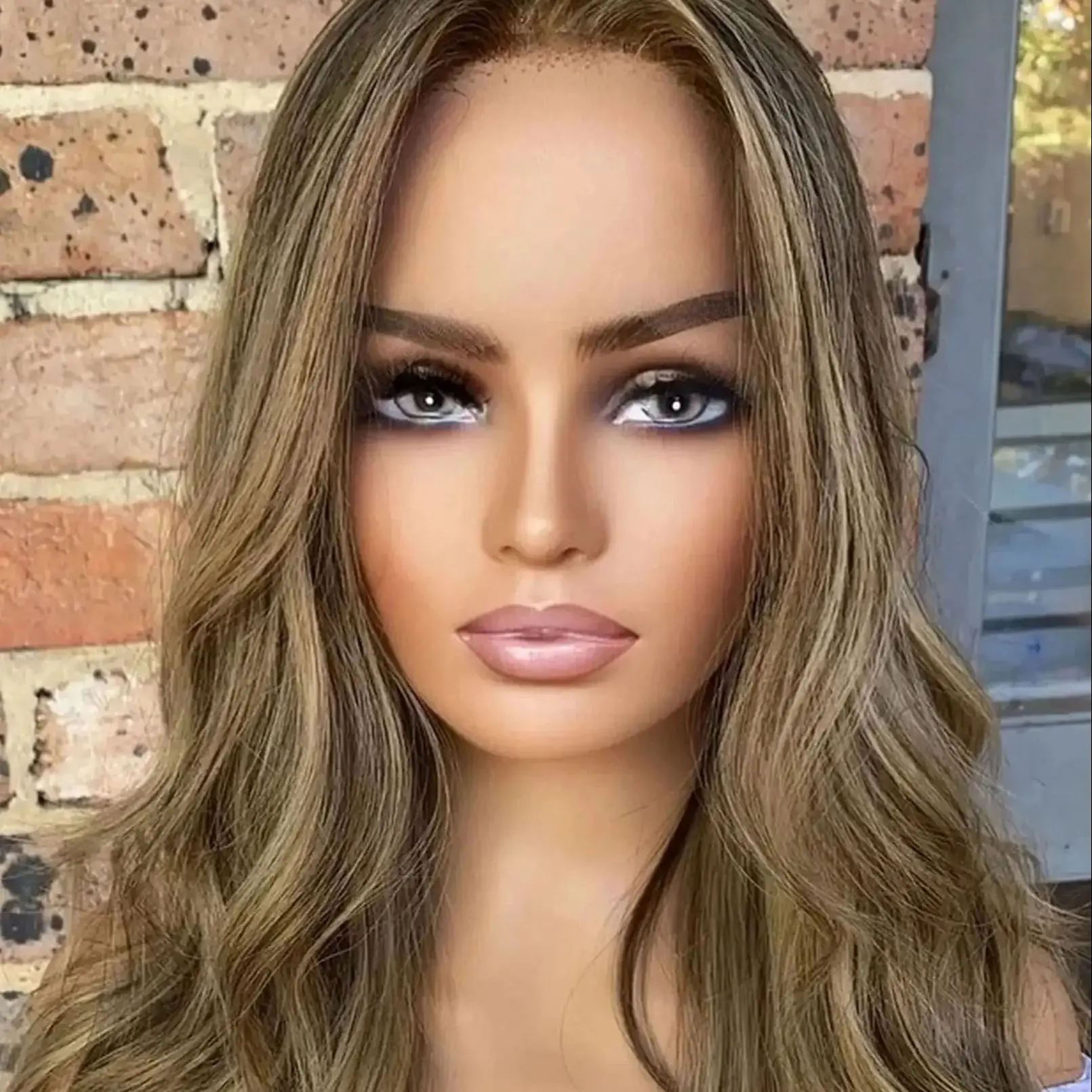 

18-дюймовый длинный волнистый парик из натуральных еврейских волос с коричневыми прядями, без клея, на шелковой основе 5x5, с HD-кружевом, европейские волосы, с эффектом натуральной линии роста волос