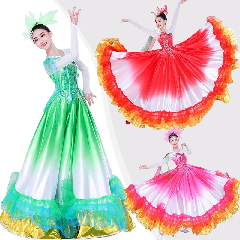 New 360/720 Degree Spain Flamenco Dance Dress Women Waltz Ballroom Gypsy Opening Dance Big Swing Skirt Stage Performance Costume