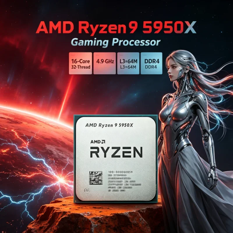 AMD Ryzen 9 5950X 105W 3.4 GHz Gaming CPU but without cooler L3=64M UP to 4.9GHz DDR4 16-Core 32-Thread Socket AM4