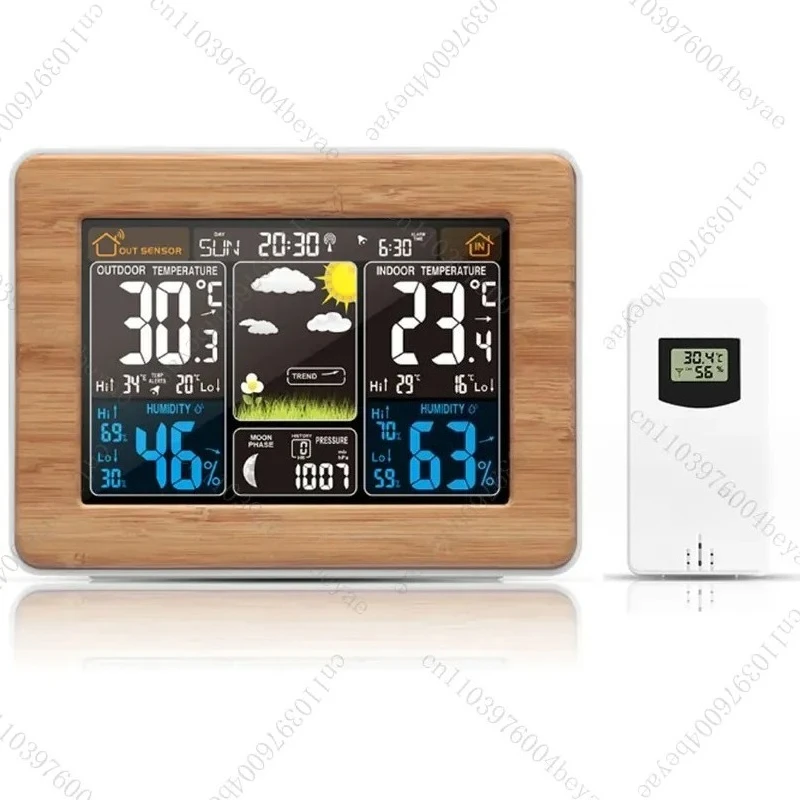 Multifunctional Electronic Alarm Clock Color Screen Weather Forecast Weather Station Black Radio Clock RF Wireless Weather