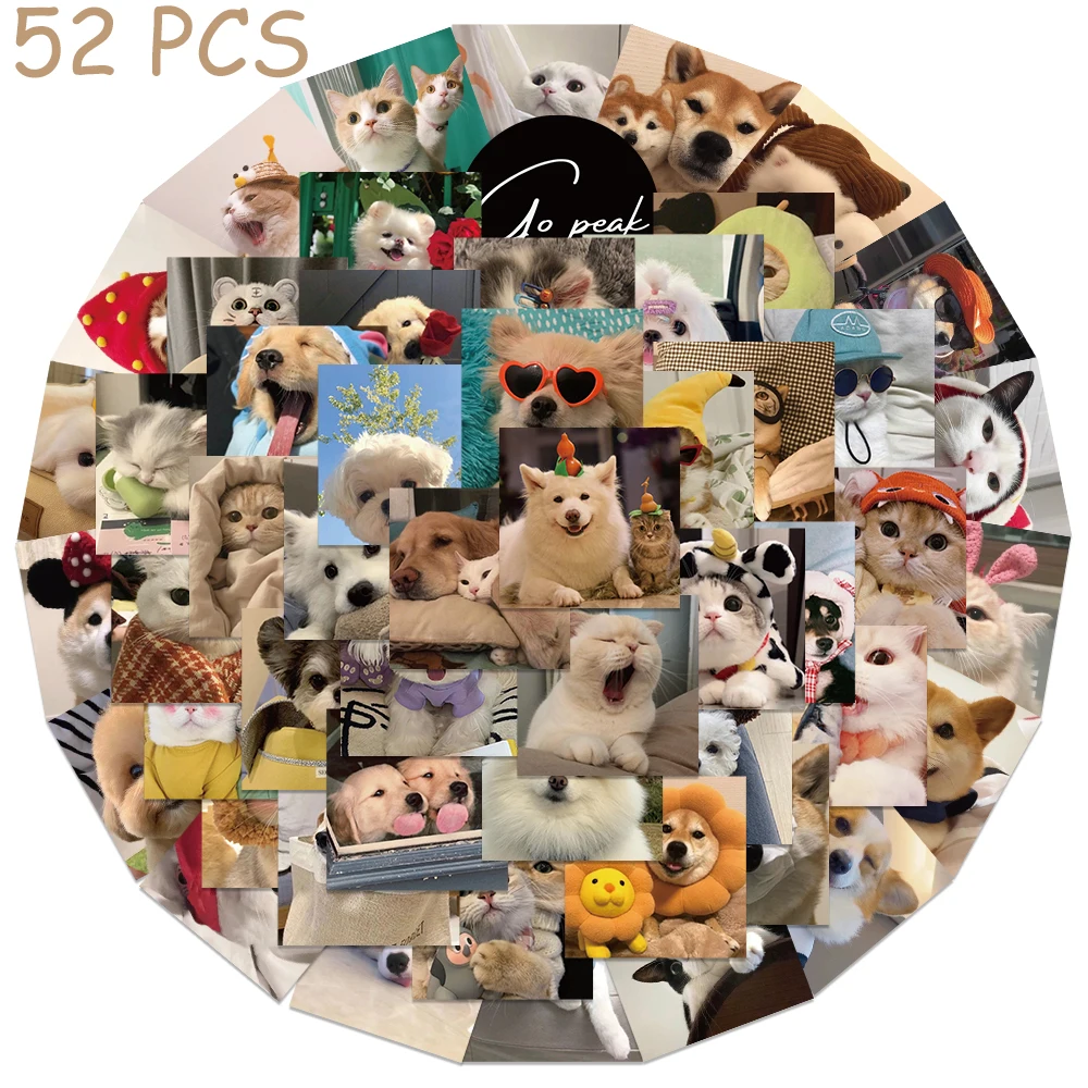 

52pcs Cartoon Cute Dogs Stickers Decals For Phone Laptop Suitcase Scrapbook Refrigerator Aesthetic Waterproof Stickers Kids Gift