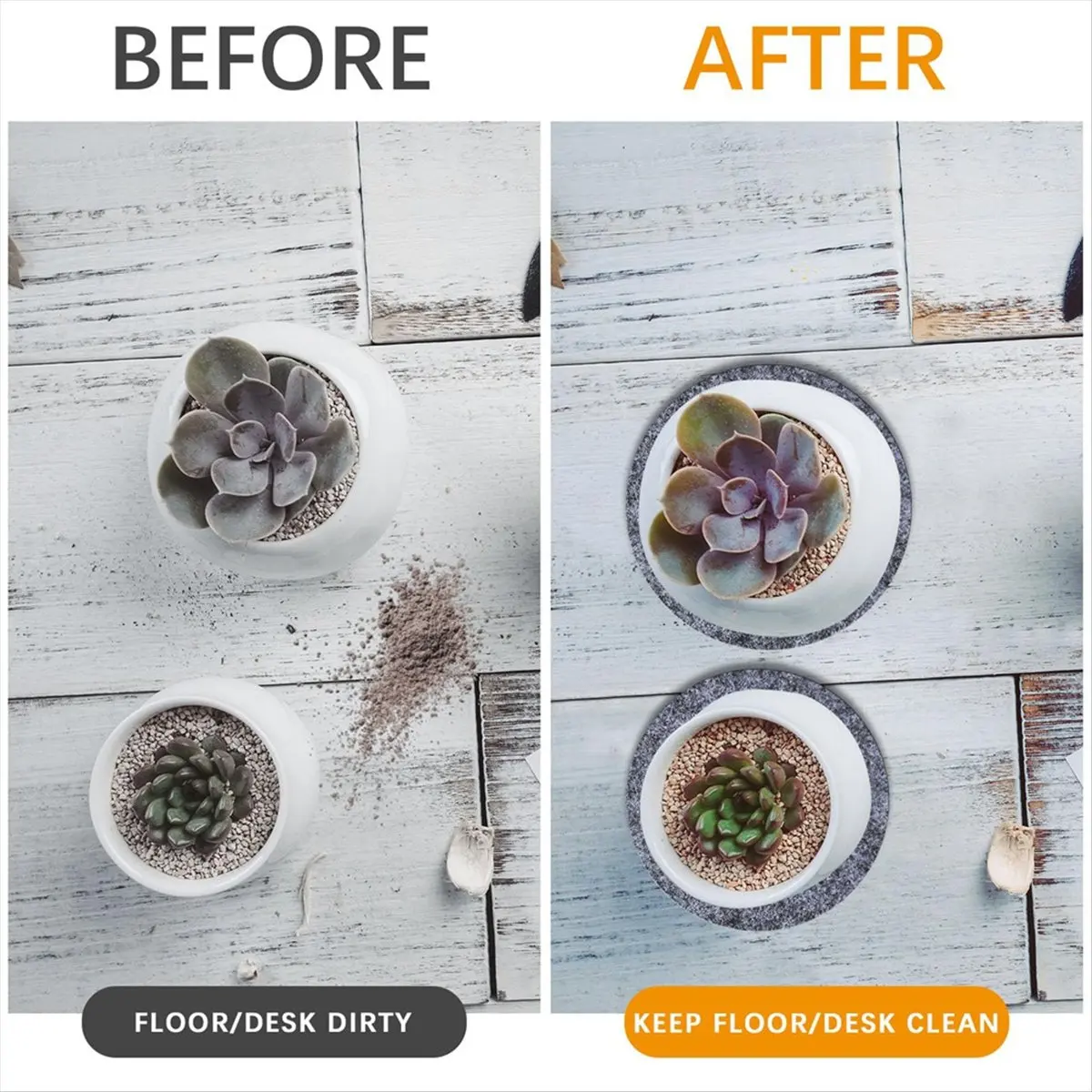 24PCS Absorbent Waterproof Plant Coasters Mat,4/6/ 8/10 Inch Reversible Round Fabric Plant Coasters and Plant Saucers