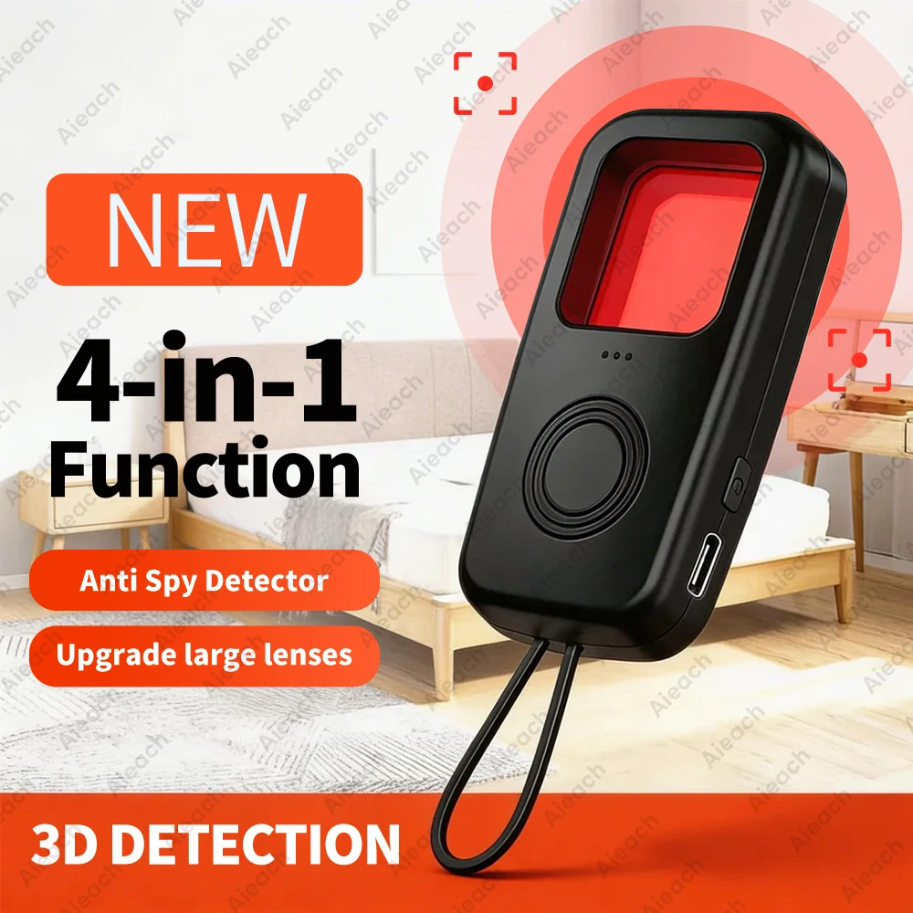 Pocket-Sized Hidden Camera Finder – Laser Lens Detector and RF Scanner, Ideal for Toilets, Changing Rooms, Hotels