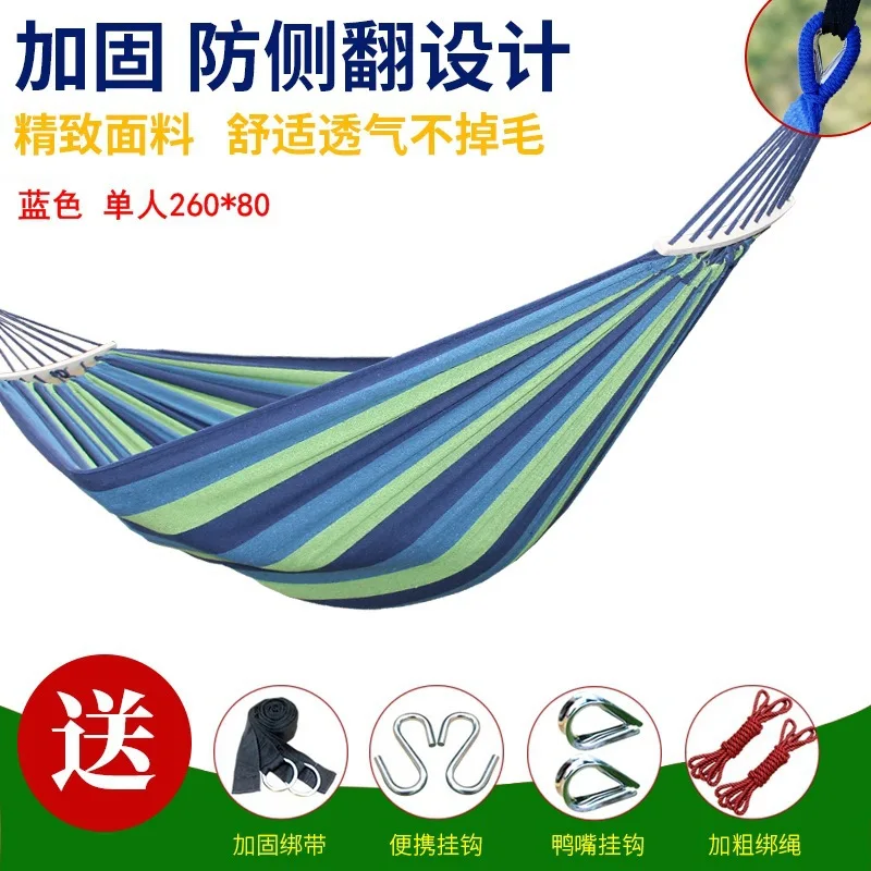 Breathable Canvas Hammock Anti Roll Over Single Double Outdoor Camping Swing with Curved Spreader Bar for Hiking Travel Backyard