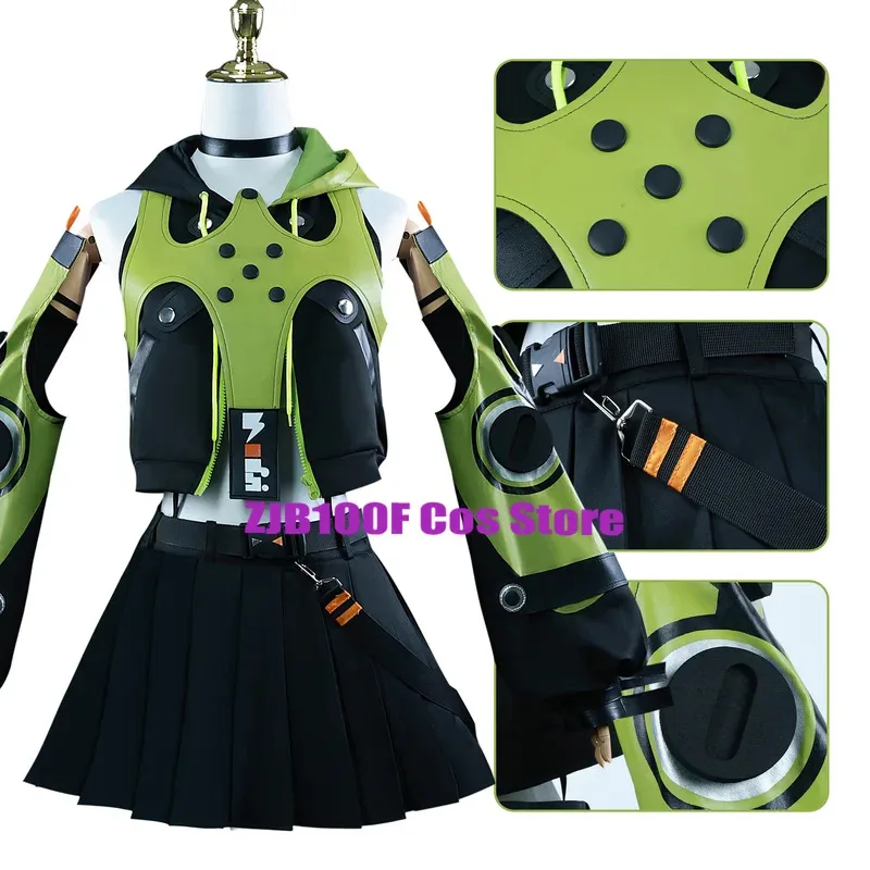 ss23Zenless منطقة صفر لعبة تأثيري حلي موحدة الدعامة أنبي ديمارا شعر مستعار سماعة مجموعة حفلة اللعب الزي ل Wo #3