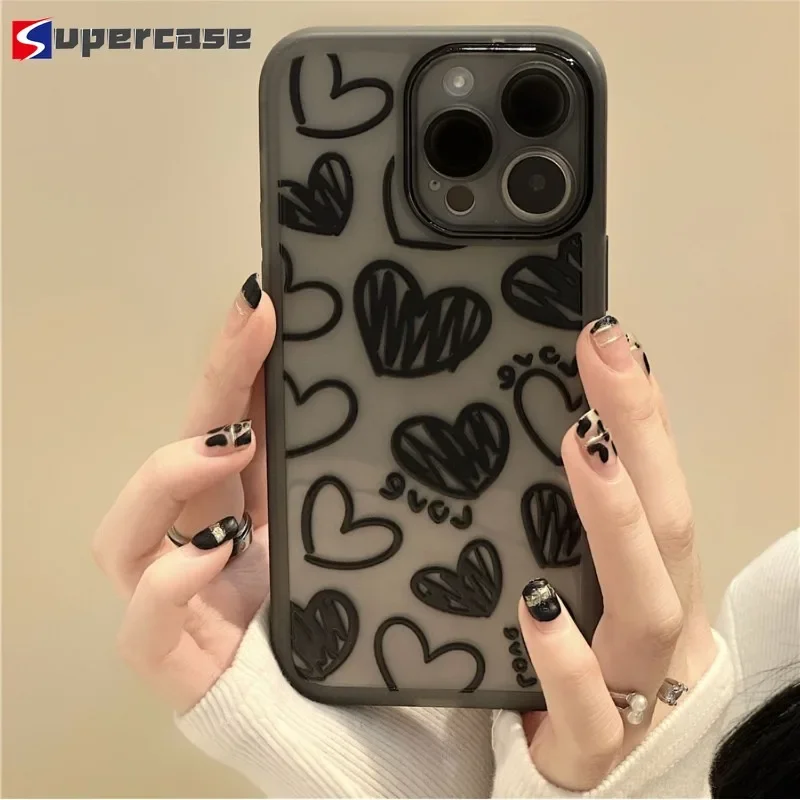 For Huawei Y61 P60 P50E P40 P30 P20 Pro Plus Lite 6 SE 5 Pro Honor Magic 5 4 Pro Lite Phone Case Graffiti Black Love Soft Cover