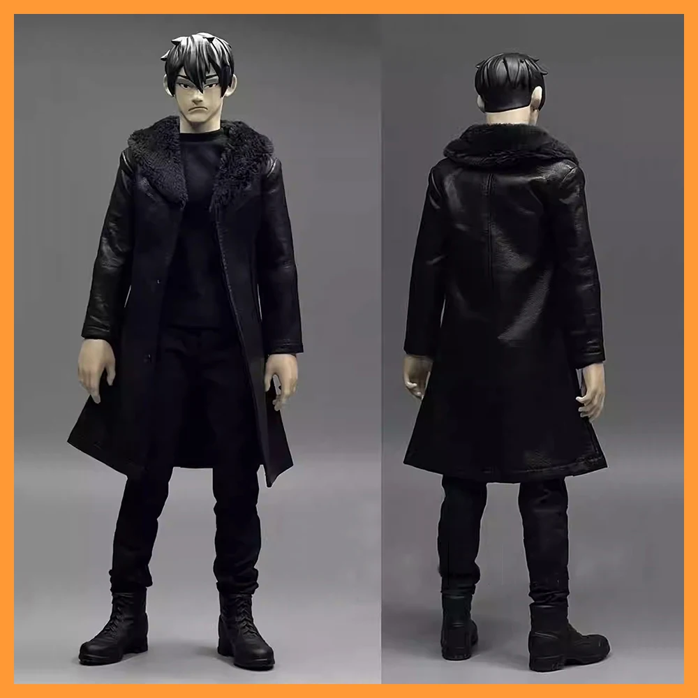 

1/6 Scale Male Pu Leather Windbreaker Long Coat Jacket Furry Collar Overcoat for 12in Narrow shoulders Action Figue Model Toys