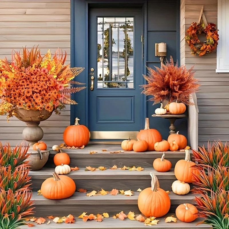 20 قطعة من زهور الخريف الاصطناعية المقاومة للأشعة فوق البنفسجية للاستخدام الخارجي/الداخلي - ديكورات الخريف منخفضة الصيانة، ديكورات الخريف للمنزل