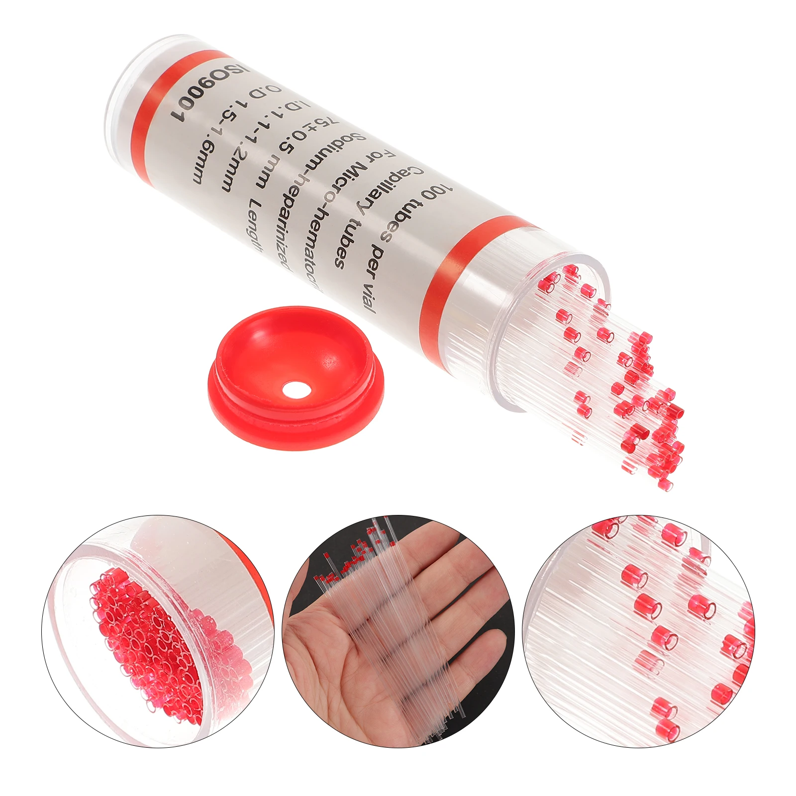 

200pcs Glass Capillary Tube Borosilicate Micro Hematocrit Heparinized Red Lid Assorted Color For Clinic Hospital