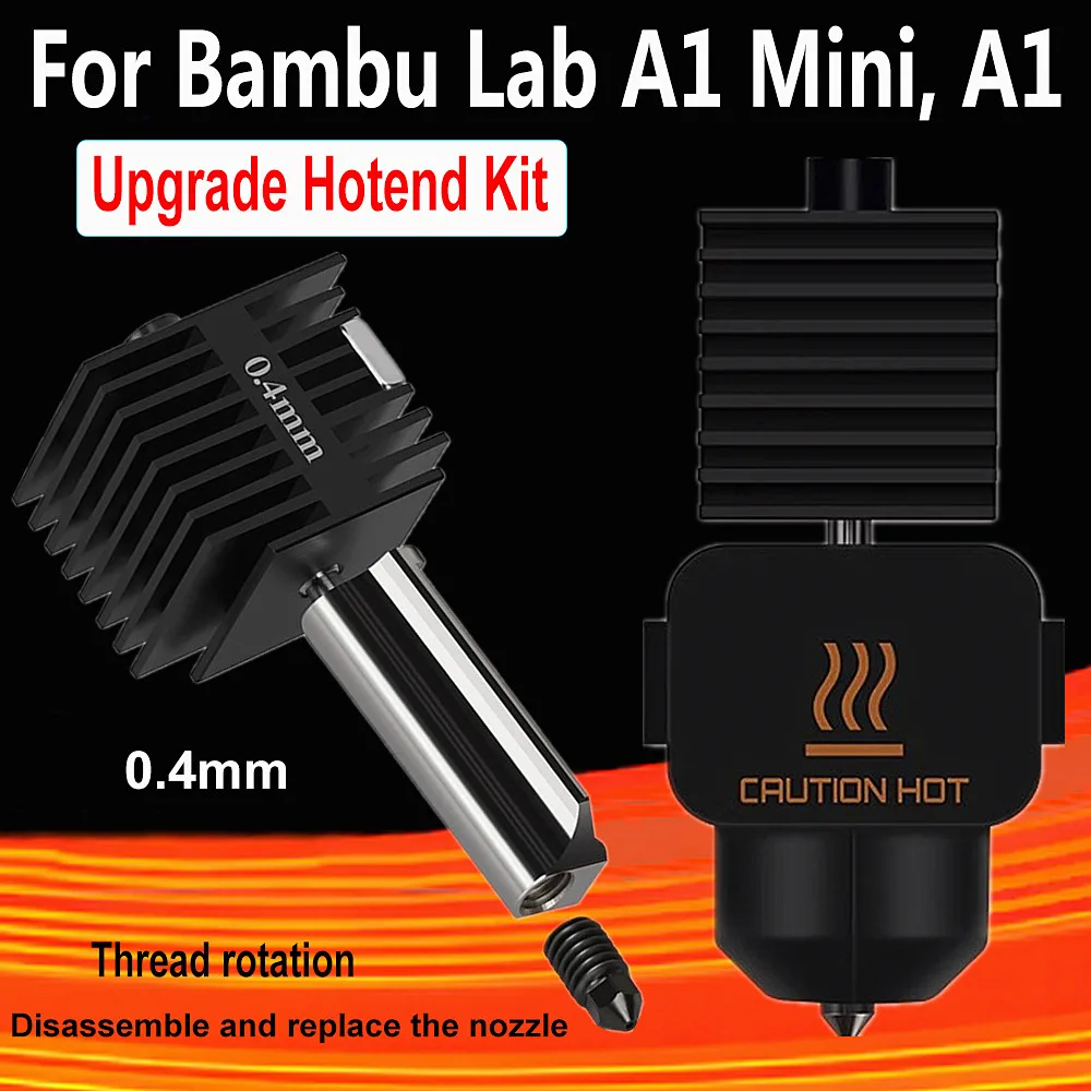 

Hotend комплект для Bambu Lab A1 Mini Hotend 0,4 мм сопло из закаленной стали для Bambulab A1 комплект для сборки горячего конца детали для 3D-принтера Hotend