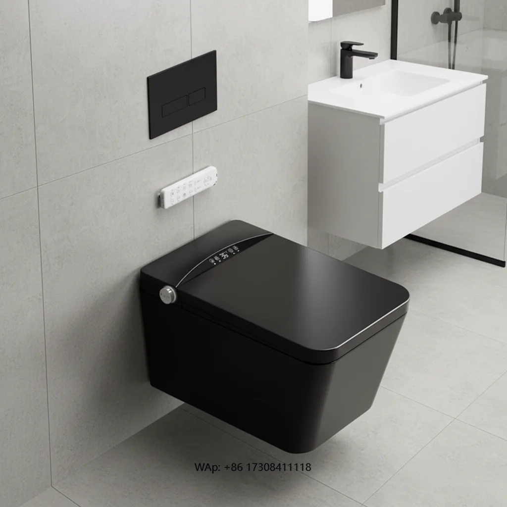 Home Ceramic Bidet Smart Toilet-Remote Control Heated Seat Automatic Flush Sterilization P-trap Included