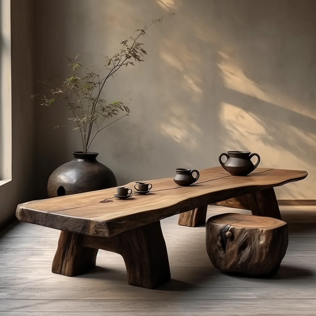 Wabi Silent Wind Tea Table Log Medium Antique Old Camphor Wood Solid Wood Tea Table Retro Solid Wood Household Tea Table