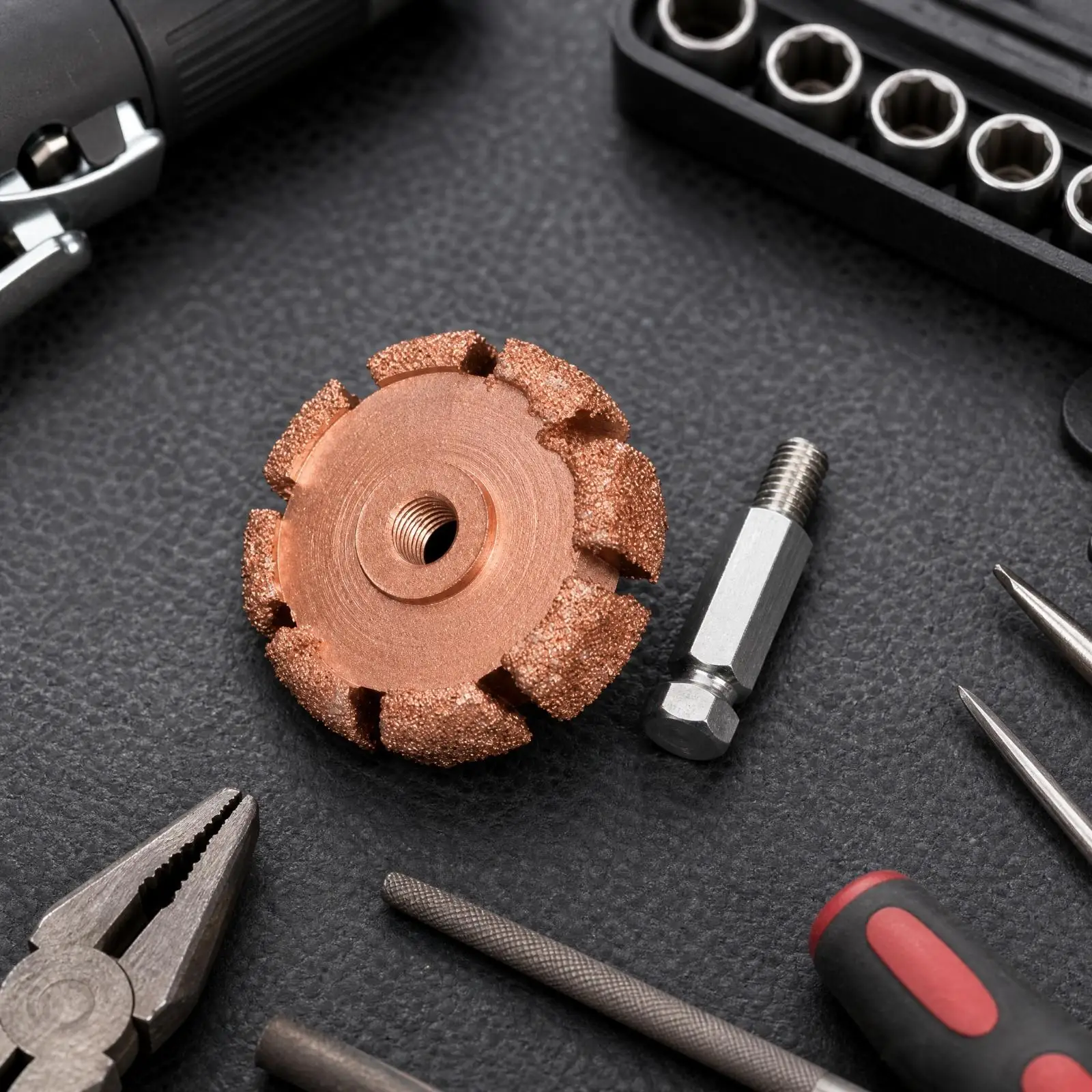 metal-toothed-grinding-wheel-head-low-speed-buffing-wheel-with-linking-rod-wear-resistant-grinding-head-with-extension-rod-for