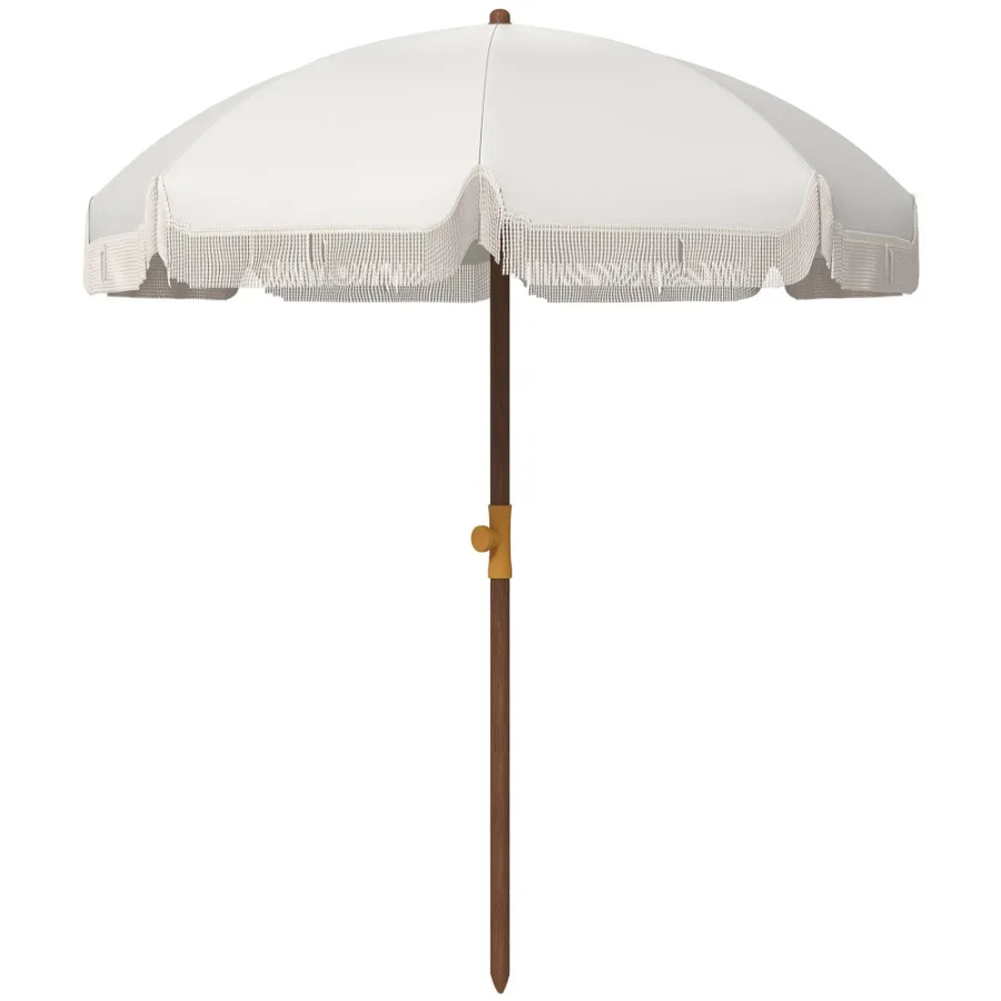 

6.2' Beach Umbrella for Travel, Vent, Ruffles, Carry Bag, Portable Outdoor Umbrella for Garden, Light Gray